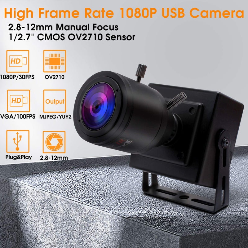 SVPRO 1080P USB Zoom Camera with 2.8-12mm Manual Lens, HD Mini Camera 100fps/60fps/30fps CMOS OV2710 Portable USB Webcam with Metal Case for PC & Laptop - Image 2